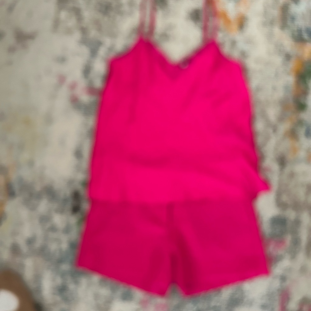 The Kooples 2 piece fuschia shorts with matching camisole.